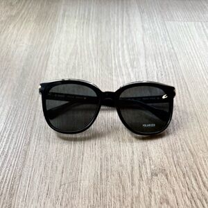 quay australia rent free black oversized round polarized sunglasses eyewear NEW